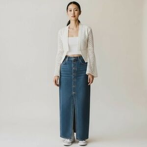 Free People Circle Bell Sleeve Eyelet Jacket Lace Up Blazer Peplum White‎ Small